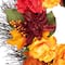 24" Autumn Harvest Peony, Mum & Feather Thanksgiving Wreath, Unlit